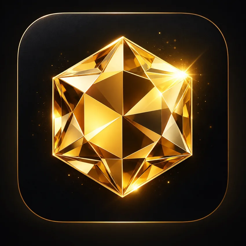 Hexa gold crystal app icon